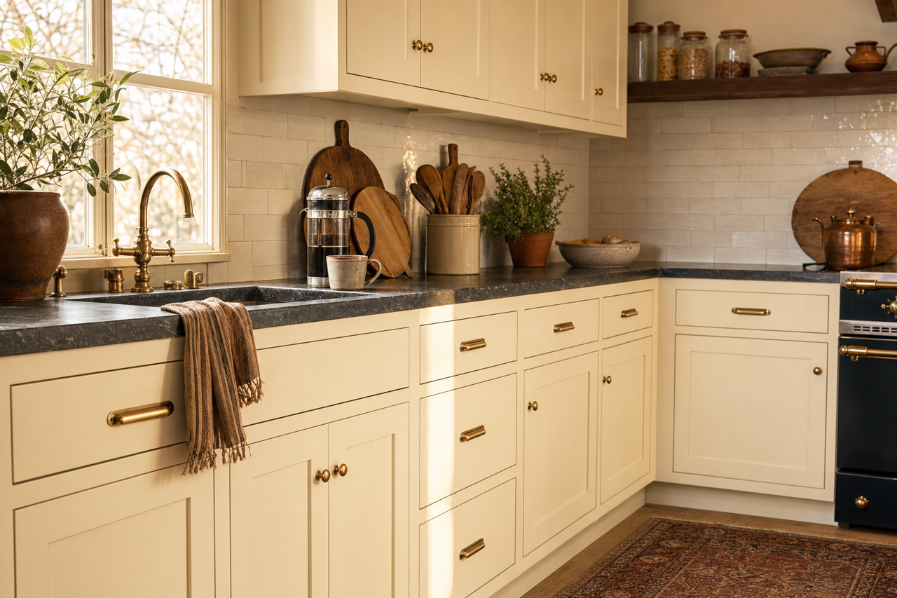 White by Benjamin Moore on cabinets