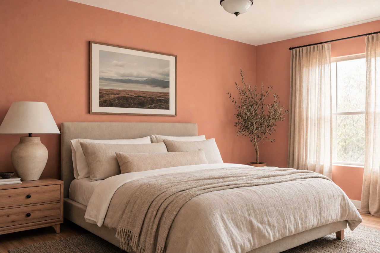 Bed by Benjamin Moore on interiors