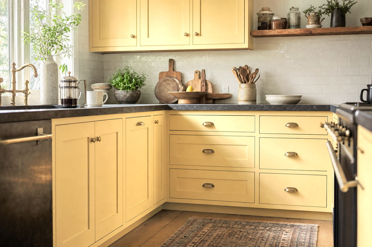 Vellum by Benjamin Moore on cabinets