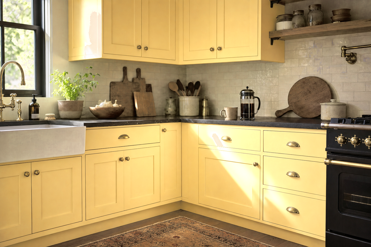 Golden by Benjamin Moore on cabinets