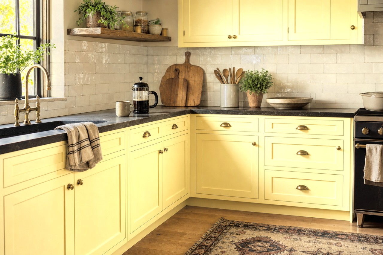 Corn by Benjamin Moore on cabinets