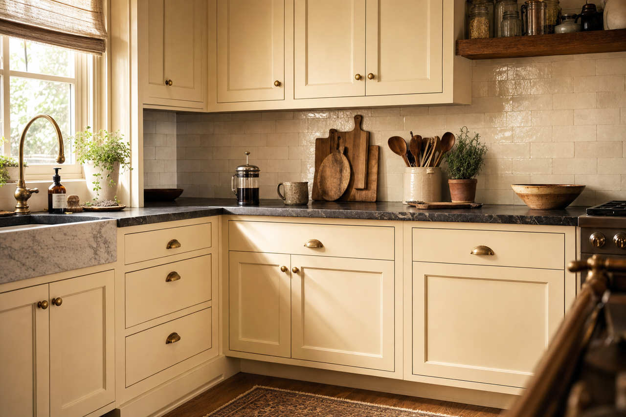 Wheat by Benjamin Moore on cabinets