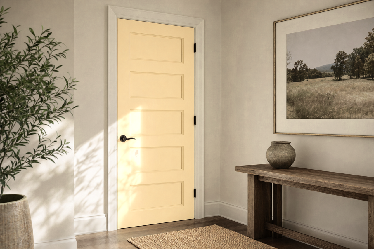 Papaya by Benjamin Moore on interior-doors