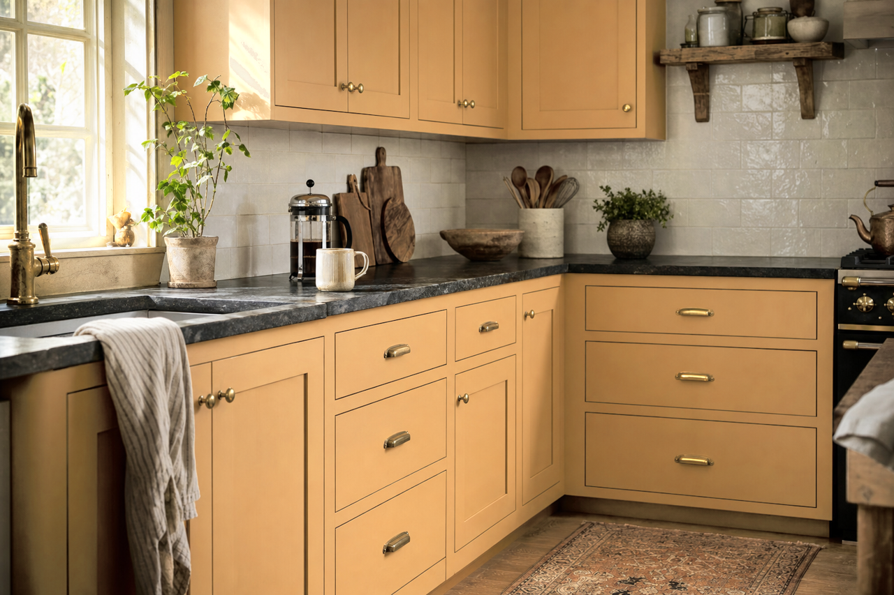 Ginger by Benjamin Moore on cabinets