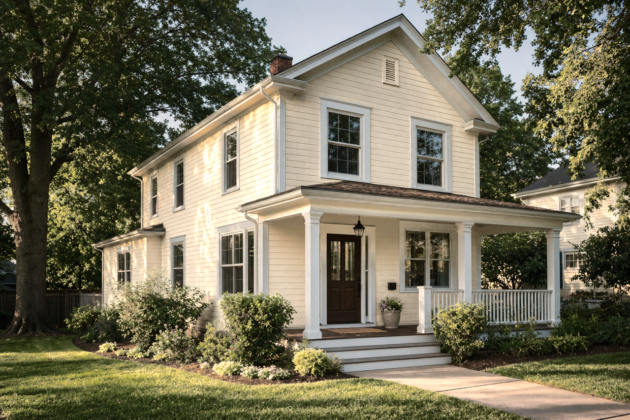 Almond by Benjamin Moore on exterior