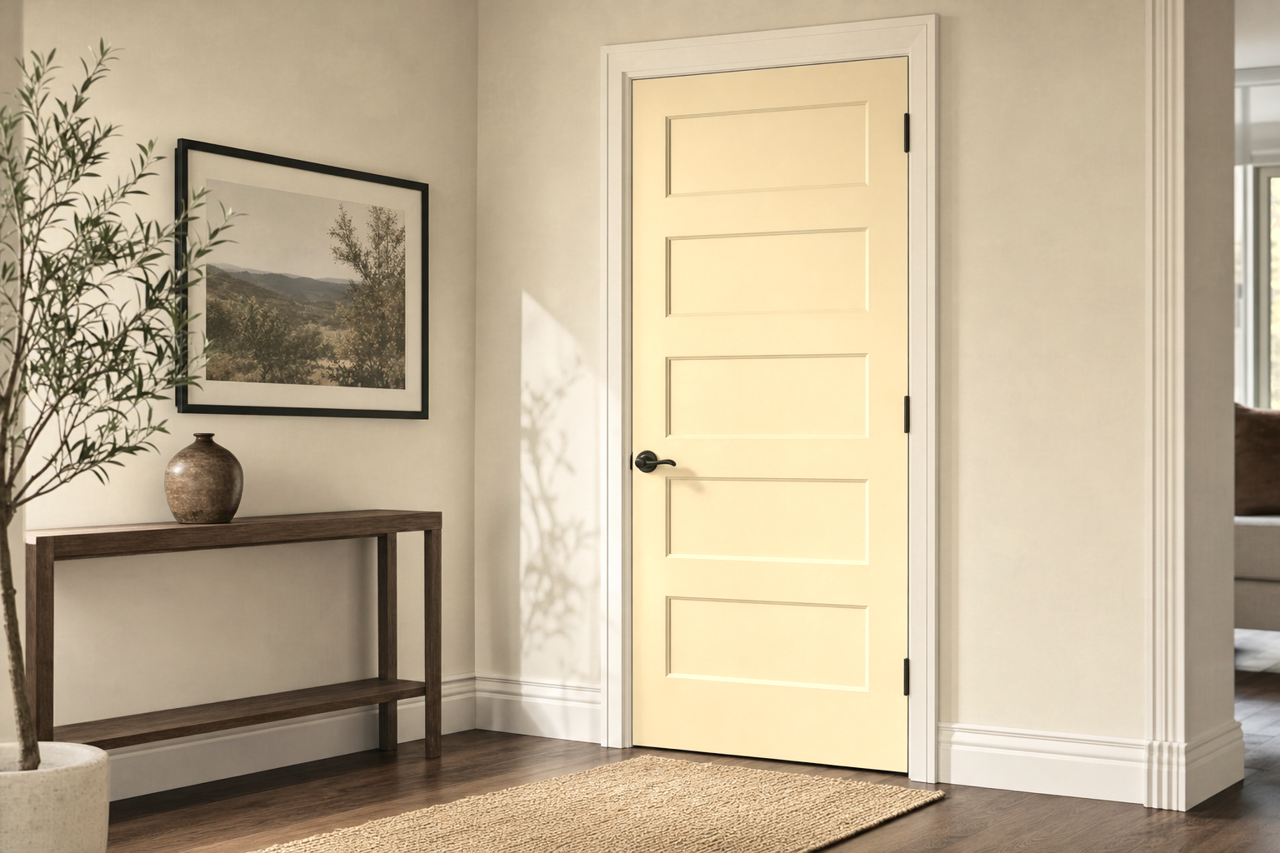 Almond by Benjamin Moore on interior-doors