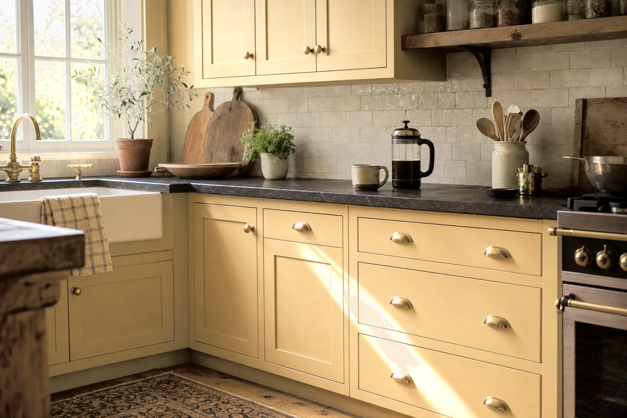 Straw by Benjamin Moore on cabinets