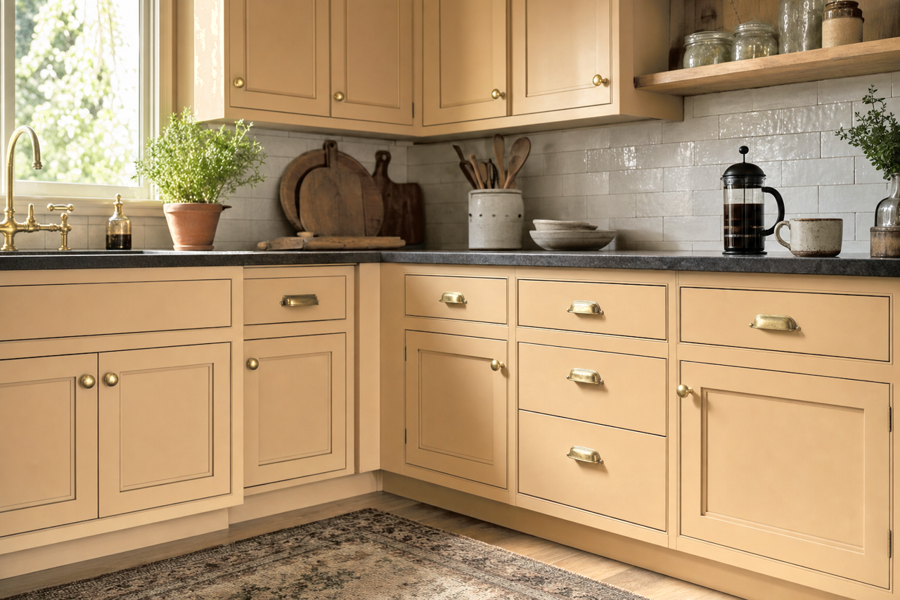 Sisal by Benjamin Moore on cabinets