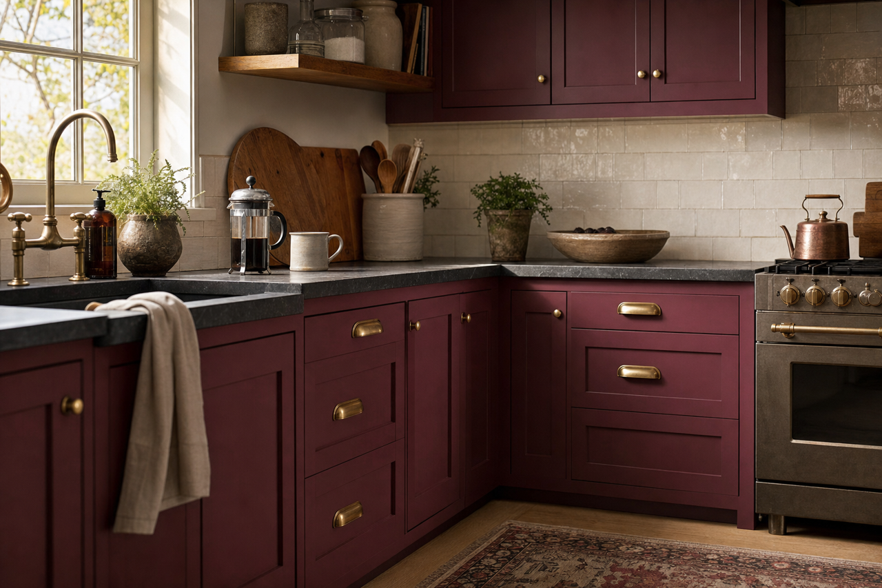 Radicchio by Benjamin Moore on cabinets