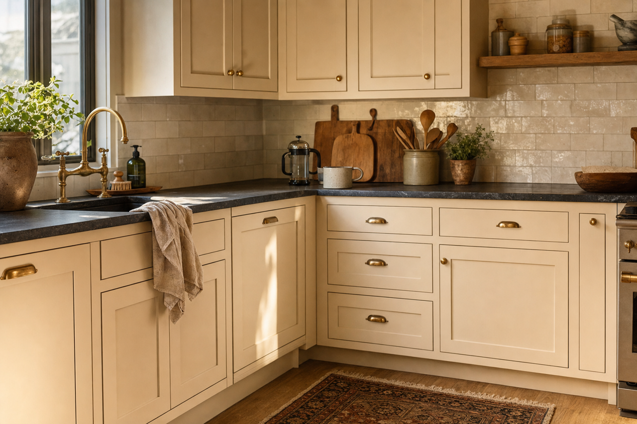 Lambskin by Benjamin Moore on cabinets