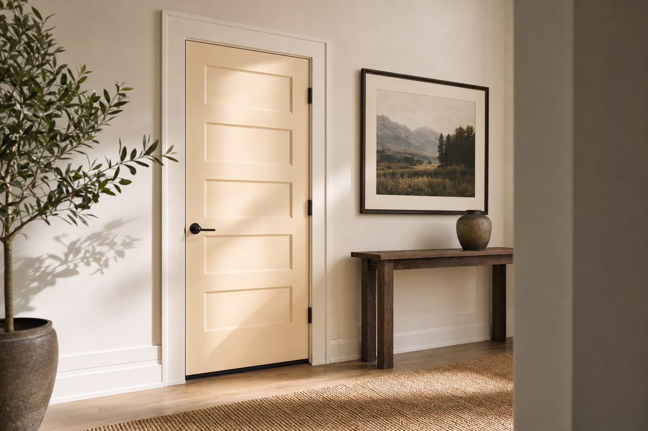 Lambskin by Benjamin Moore on interior-doors