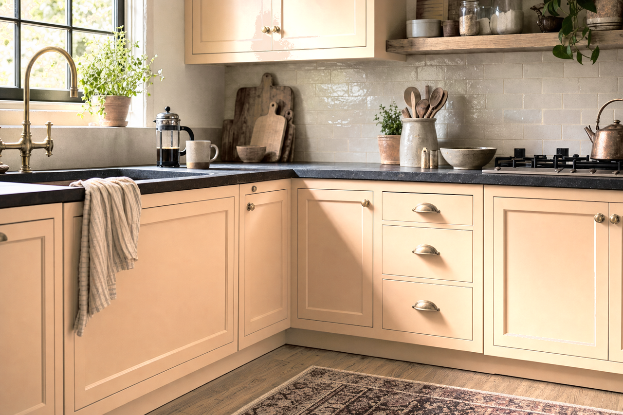 Sycamore by Benjamin Moore on cabinets