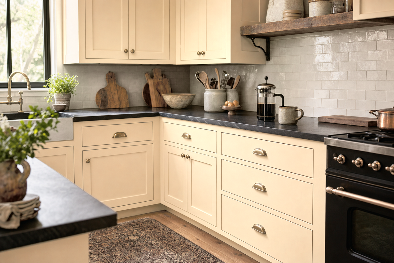 Sea by Benjamin Moore on cabinets