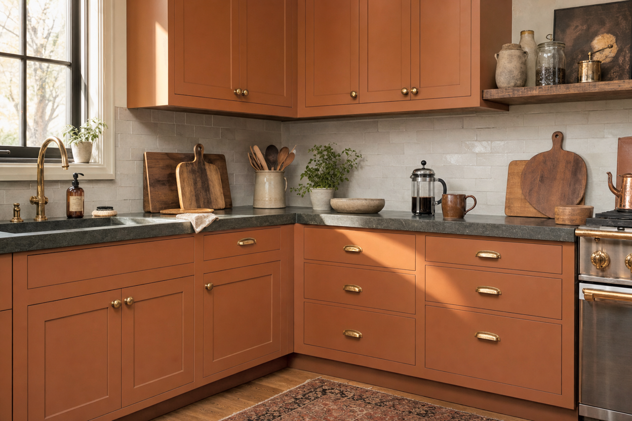 Rusty by Benjamin Moore on cabinets