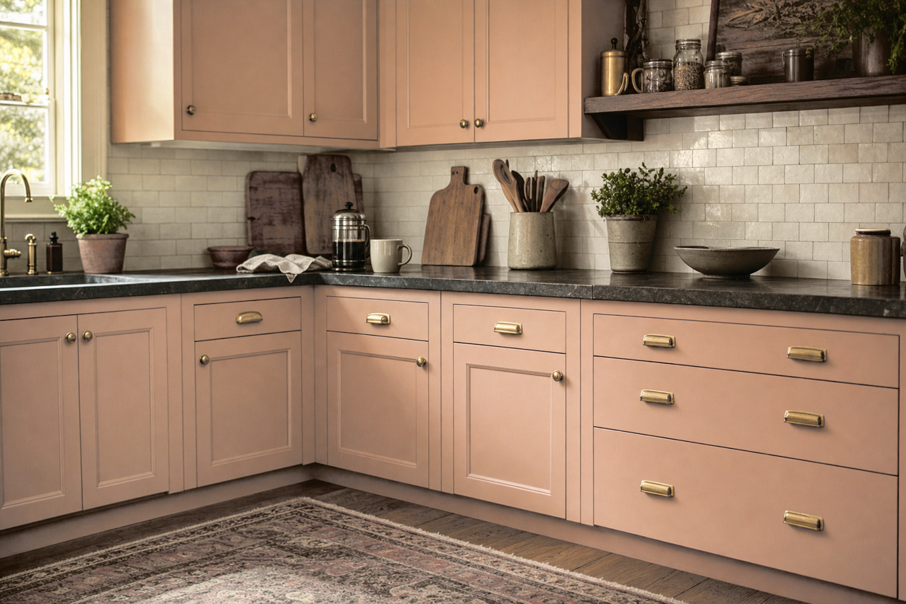 Muddy by Benjamin Moore on cabinets