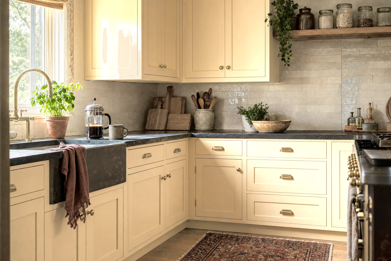 Sundial by Benjamin Moore on cabinets