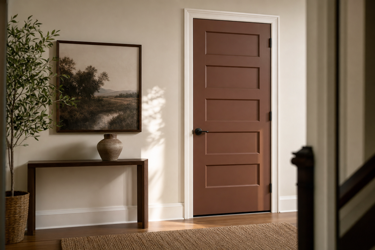 Chocolate by Benjamin Moore on interior-doors