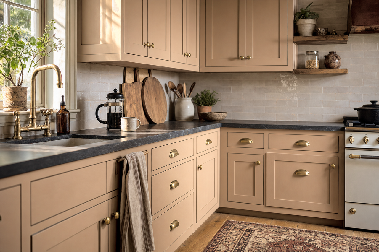 Tiramisu by Benjamin Moore on cabinets