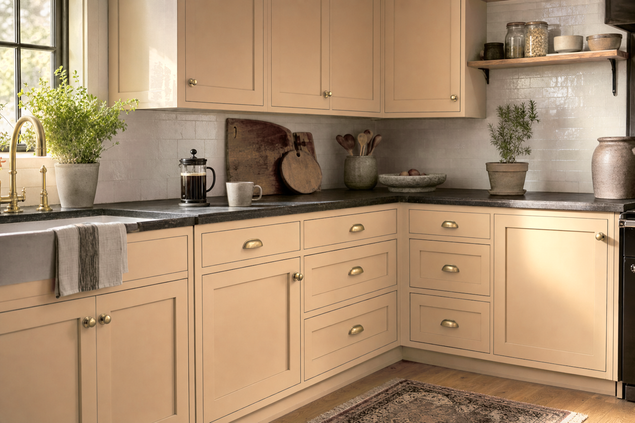 Biscotti by Benjamin Moore on cabinets