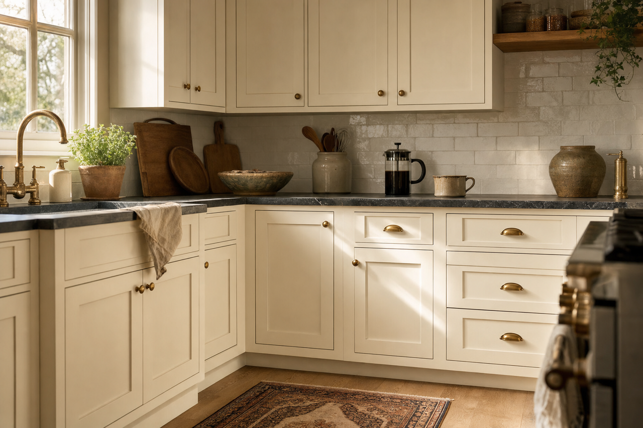 White by Benjamin Moore on cabinets