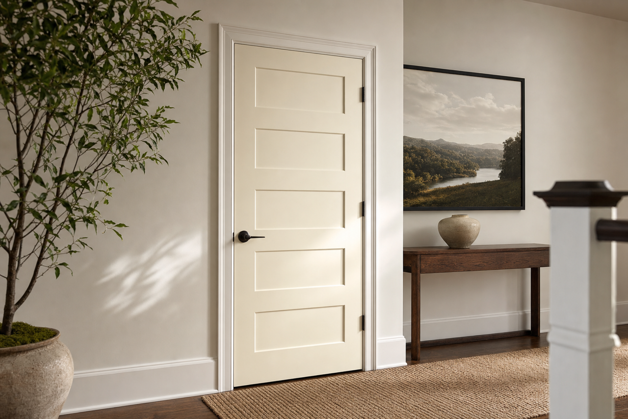 White by Benjamin Moore on interior-doors