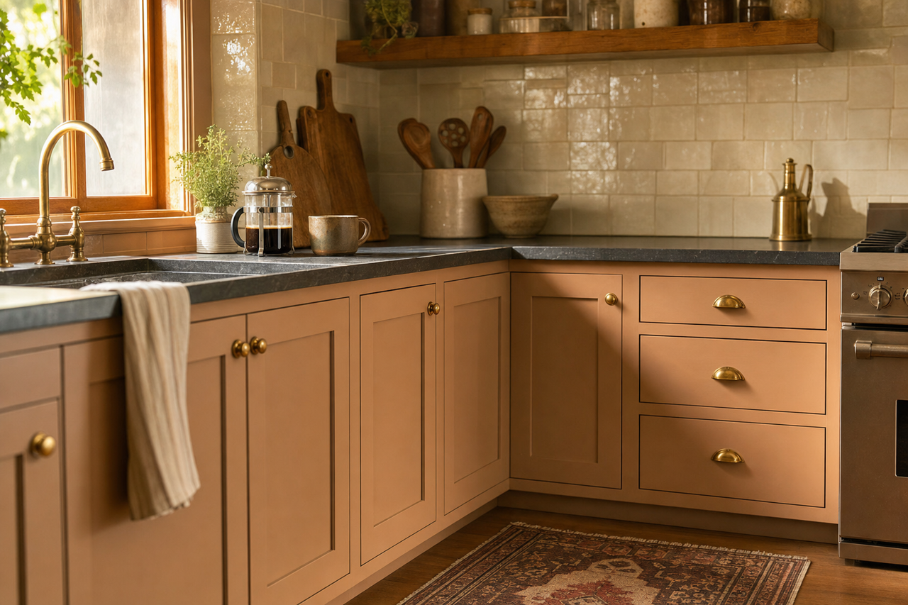 Ranchwood by Benjamin Moore on cabinets