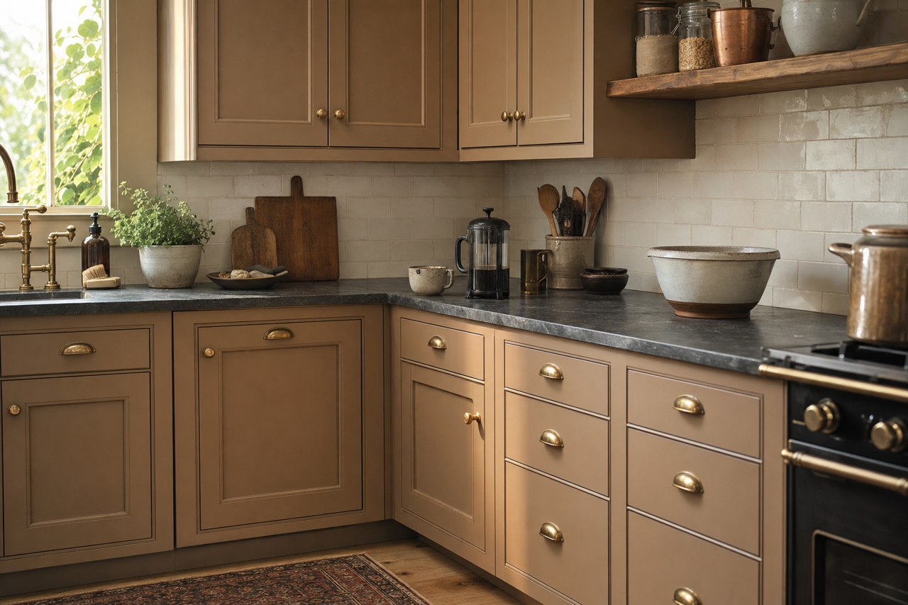 Stampede by Benjamin Moore on cabinets