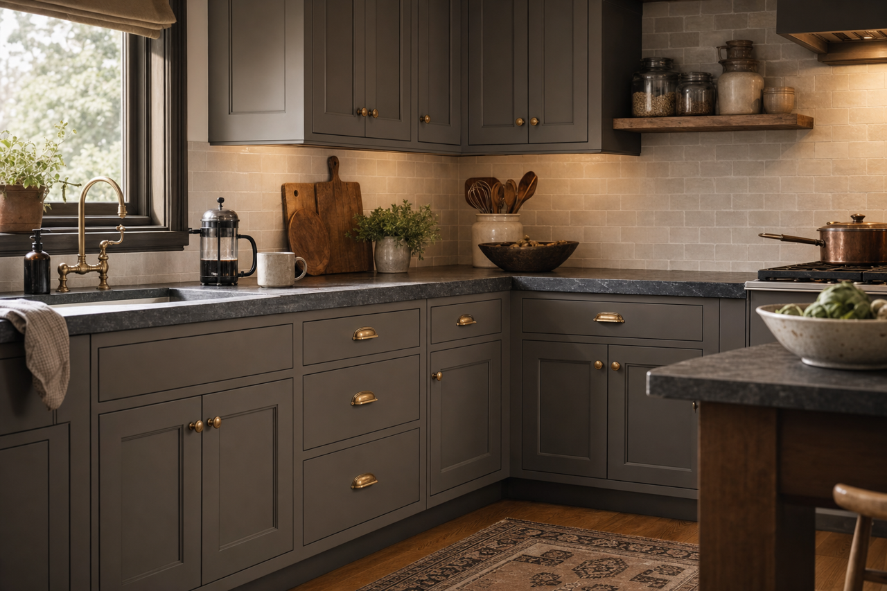 Willow by Benjamin Moore on cabinets