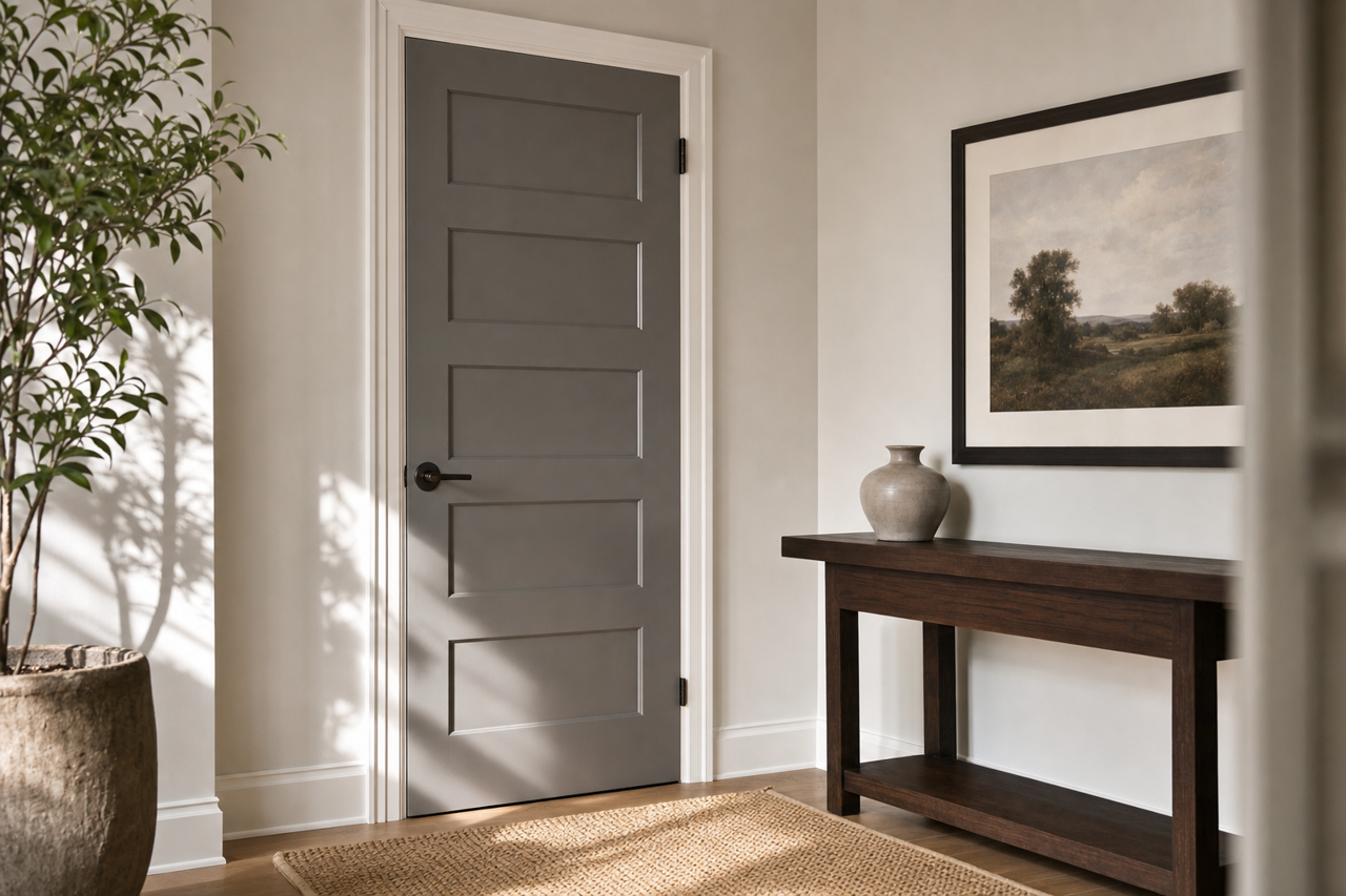 Overcoat by Benjamin Moore on interior-doors