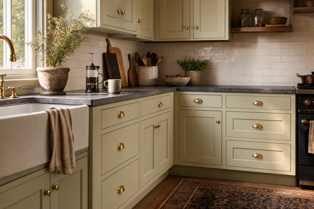October by Benjamin Moore on cabinets