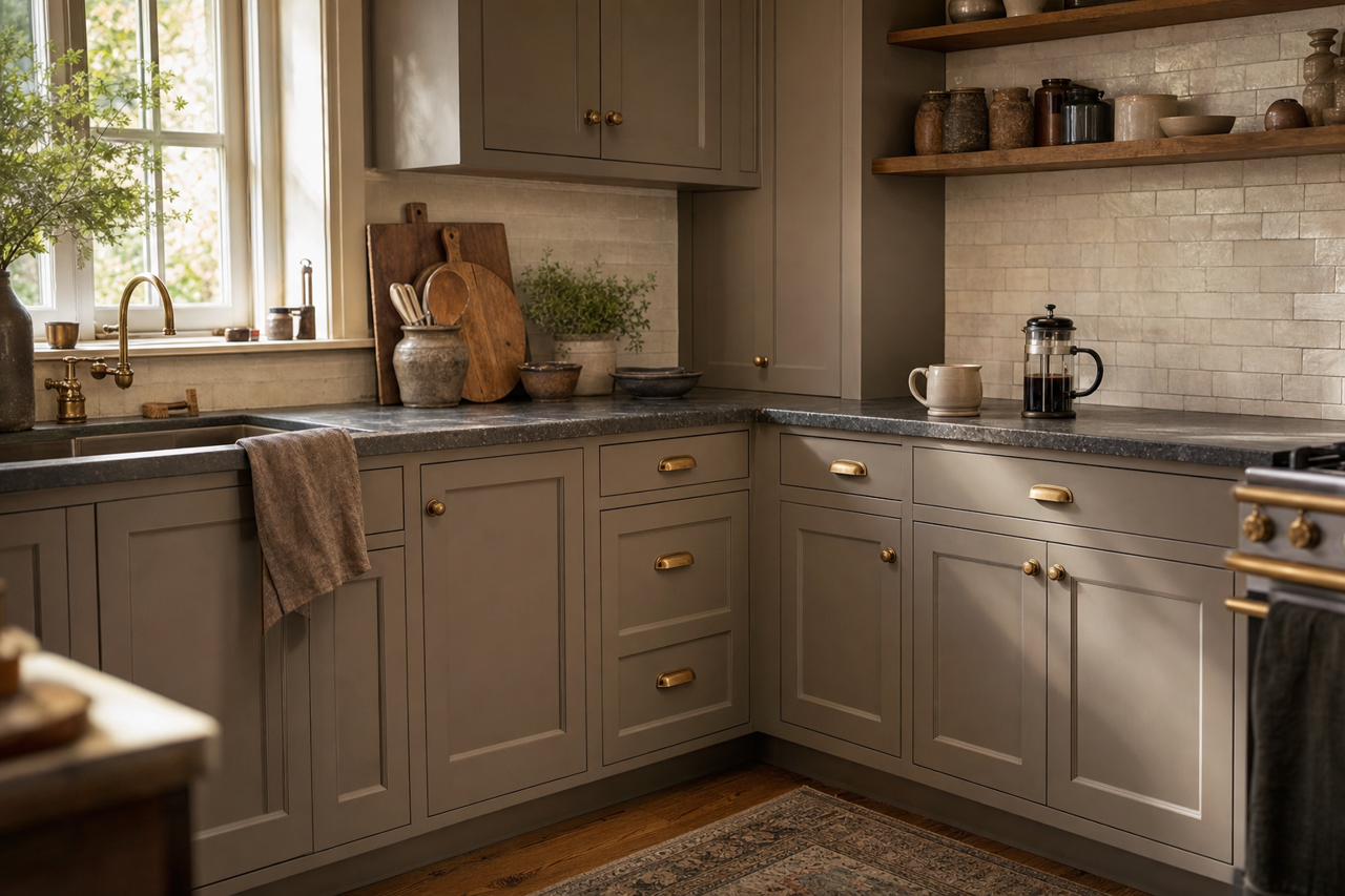 Barnboard by Benjamin Moore on cabinets