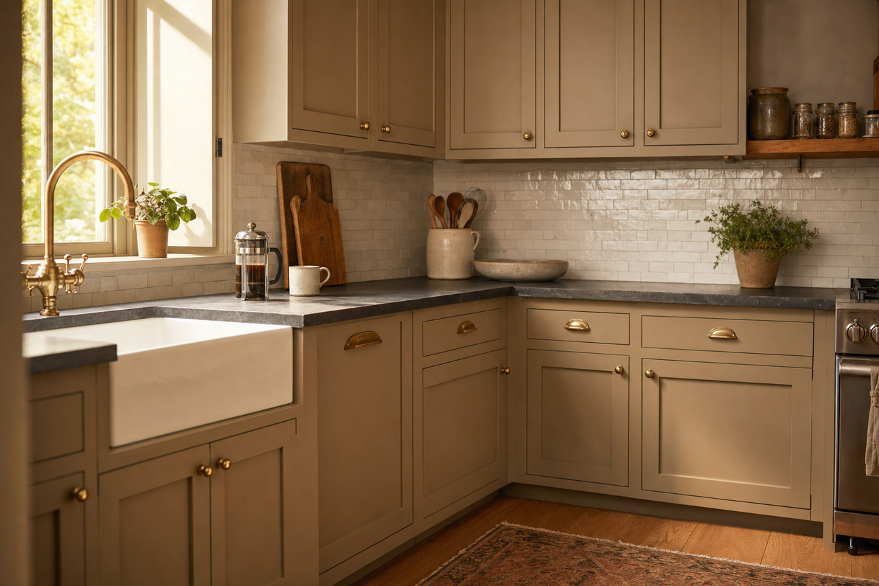 Mortar by Benjamin Moore on cabinets