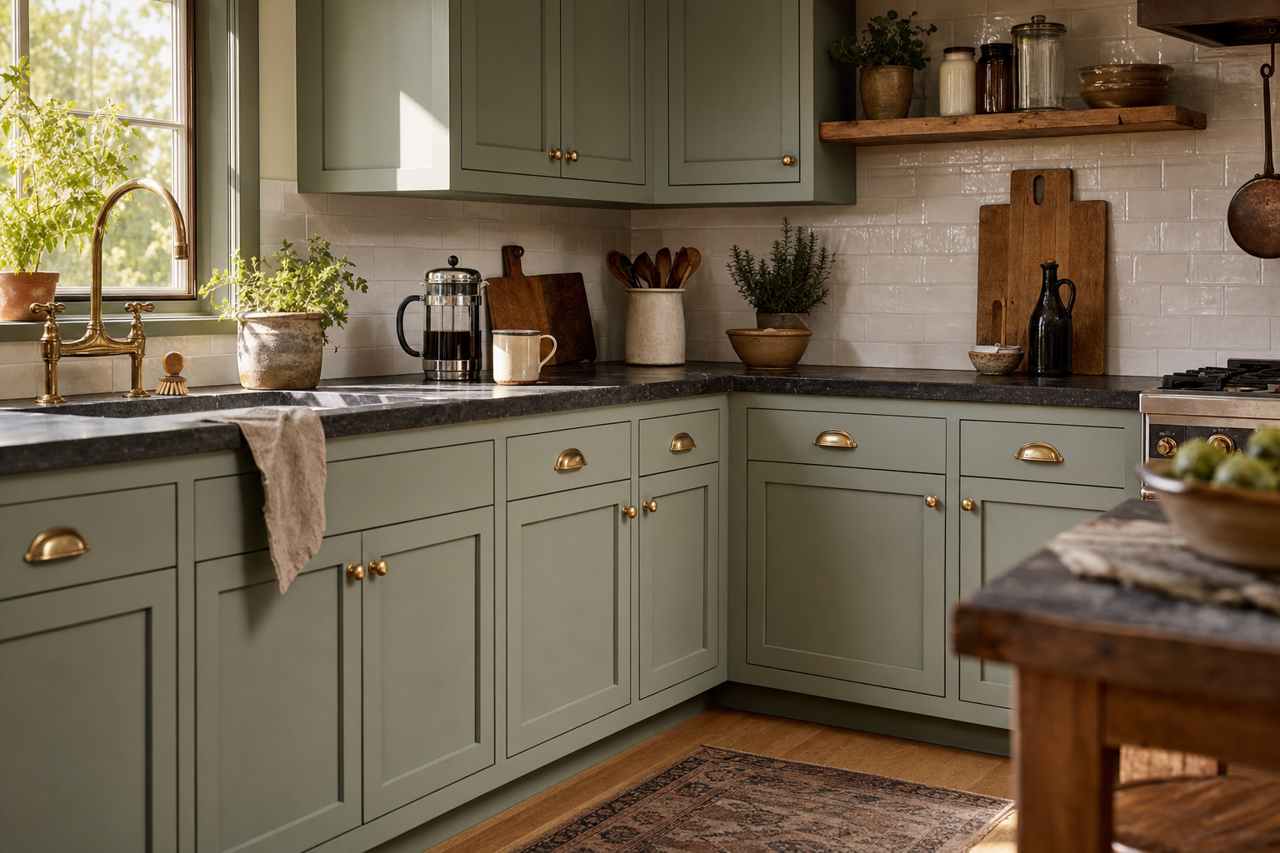 High by Benjamin Moore on cabinets