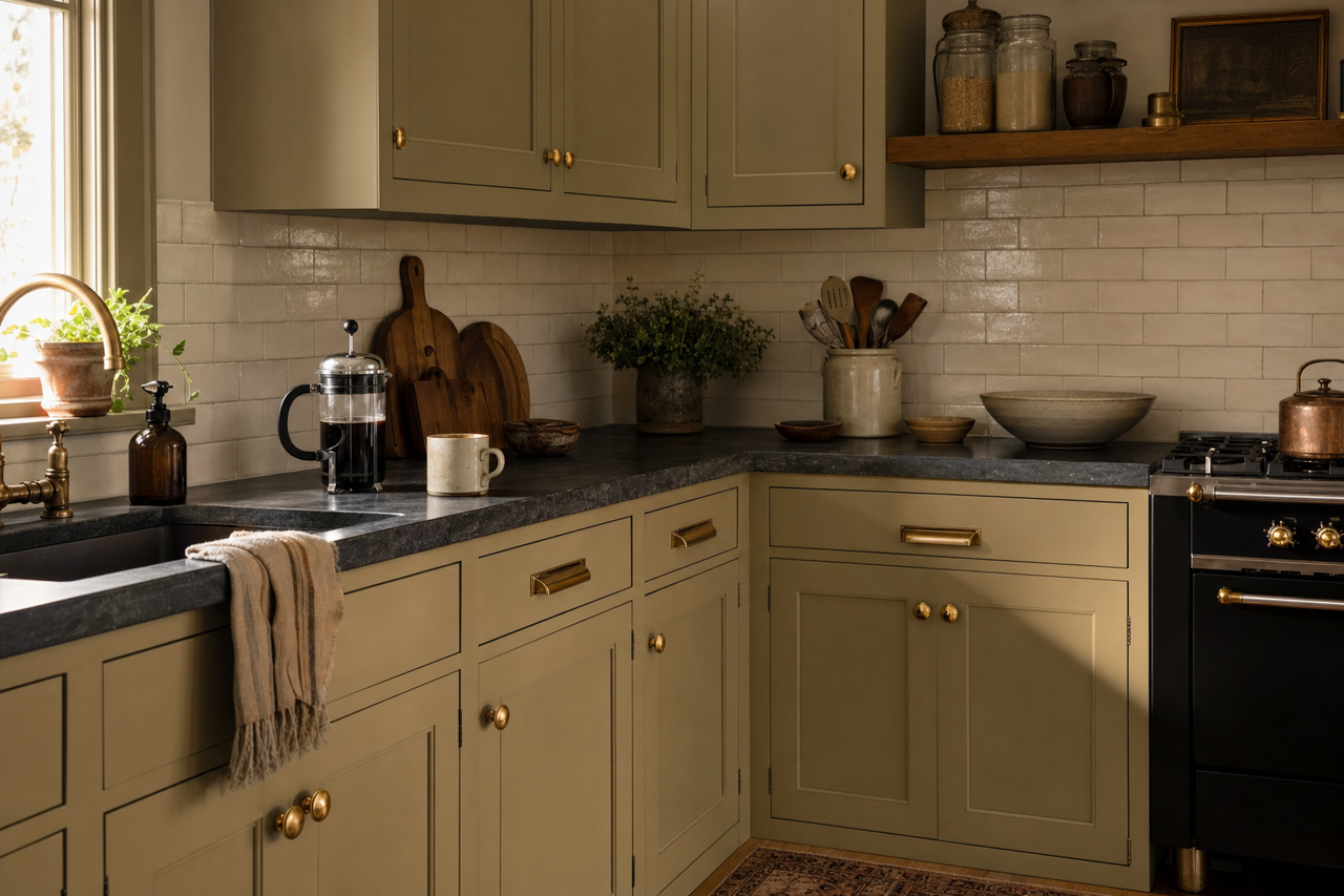 Bed by Benjamin Moore on cabinets