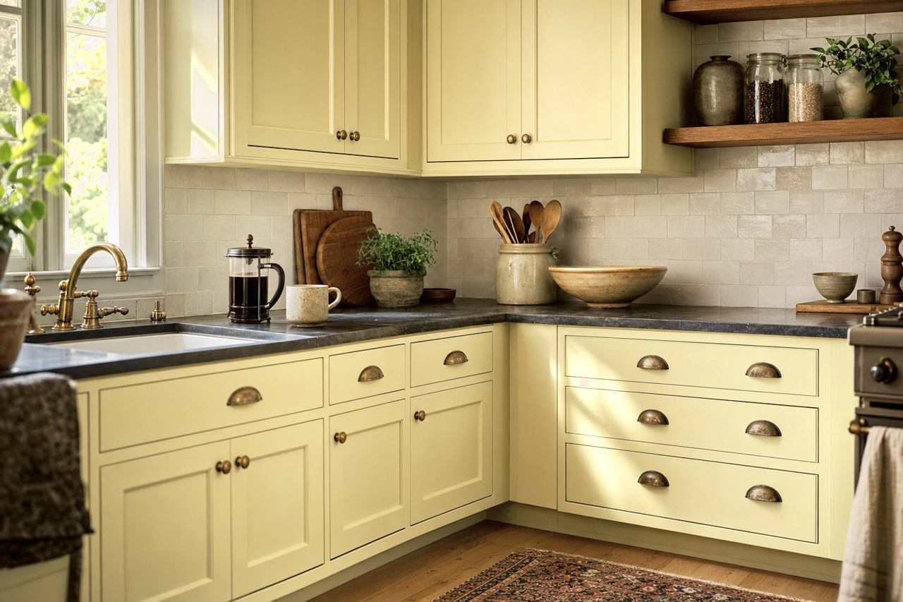 Sesame by Benjamin Moore on cabinets
