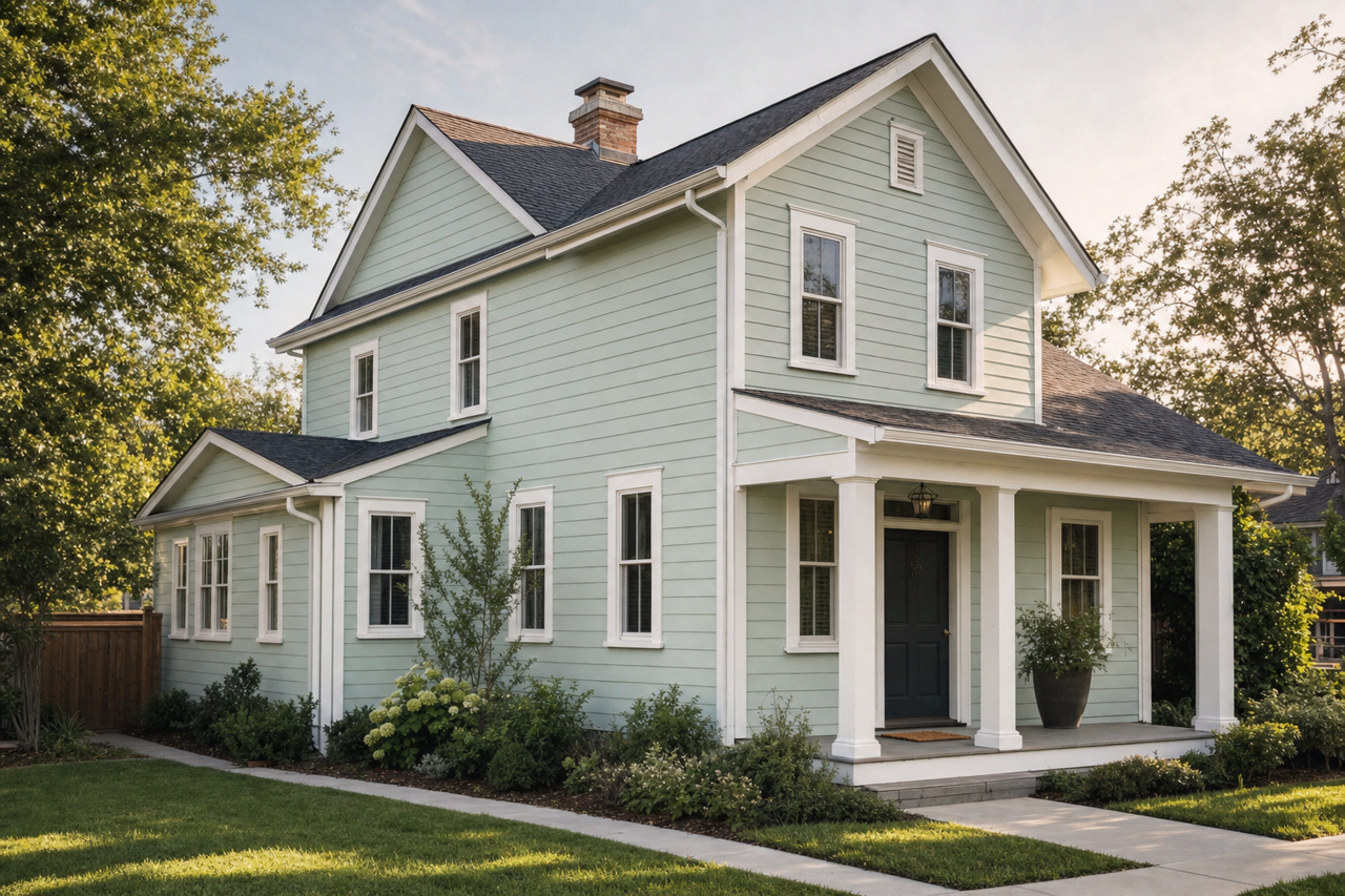 Blue by Benjamin Moore on exterior