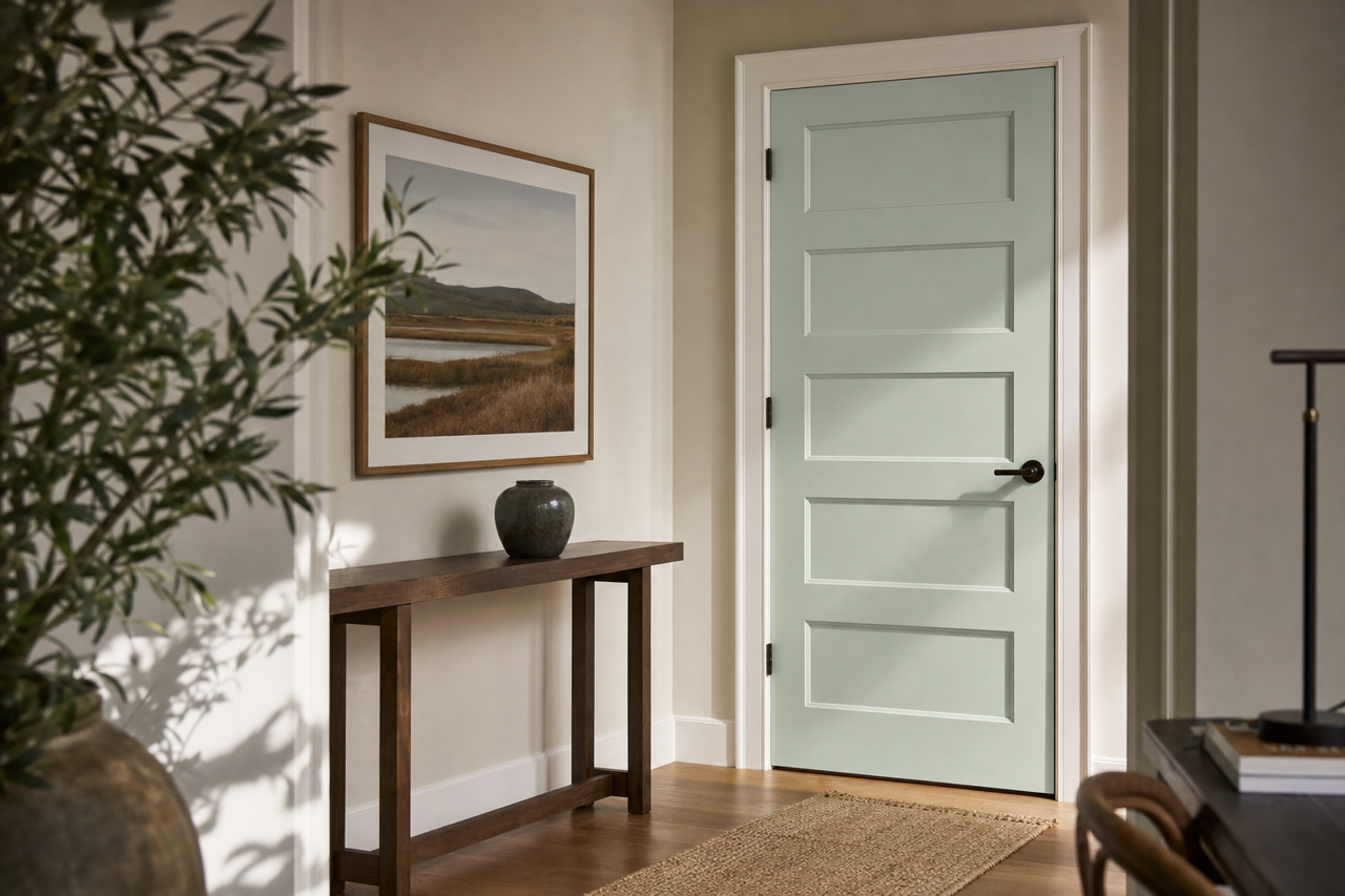 Blue by Benjamin Moore on interior-doors
