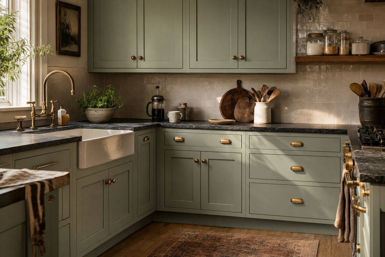Grenadier by Benjamin Moore on cabinets