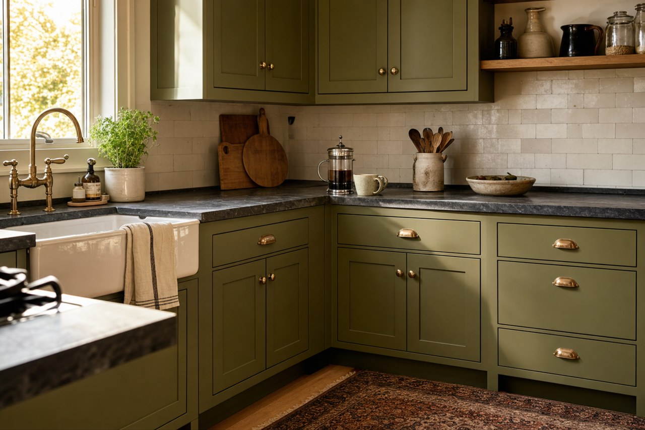 Bonsai by Benjamin Moore on cabinets