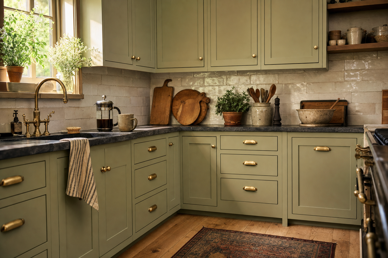 Misted by Benjamin Moore on cabinets