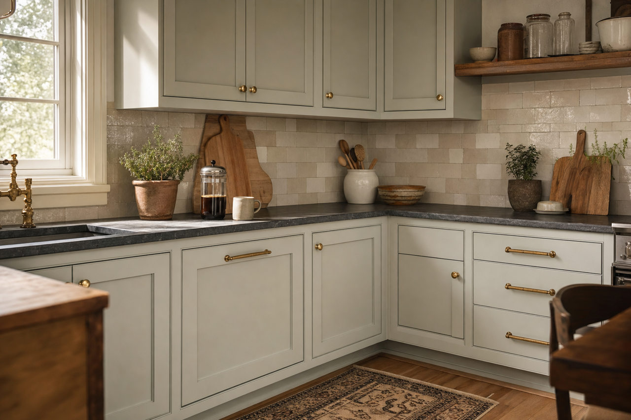 Gray by Benjamin Moore on cabinets