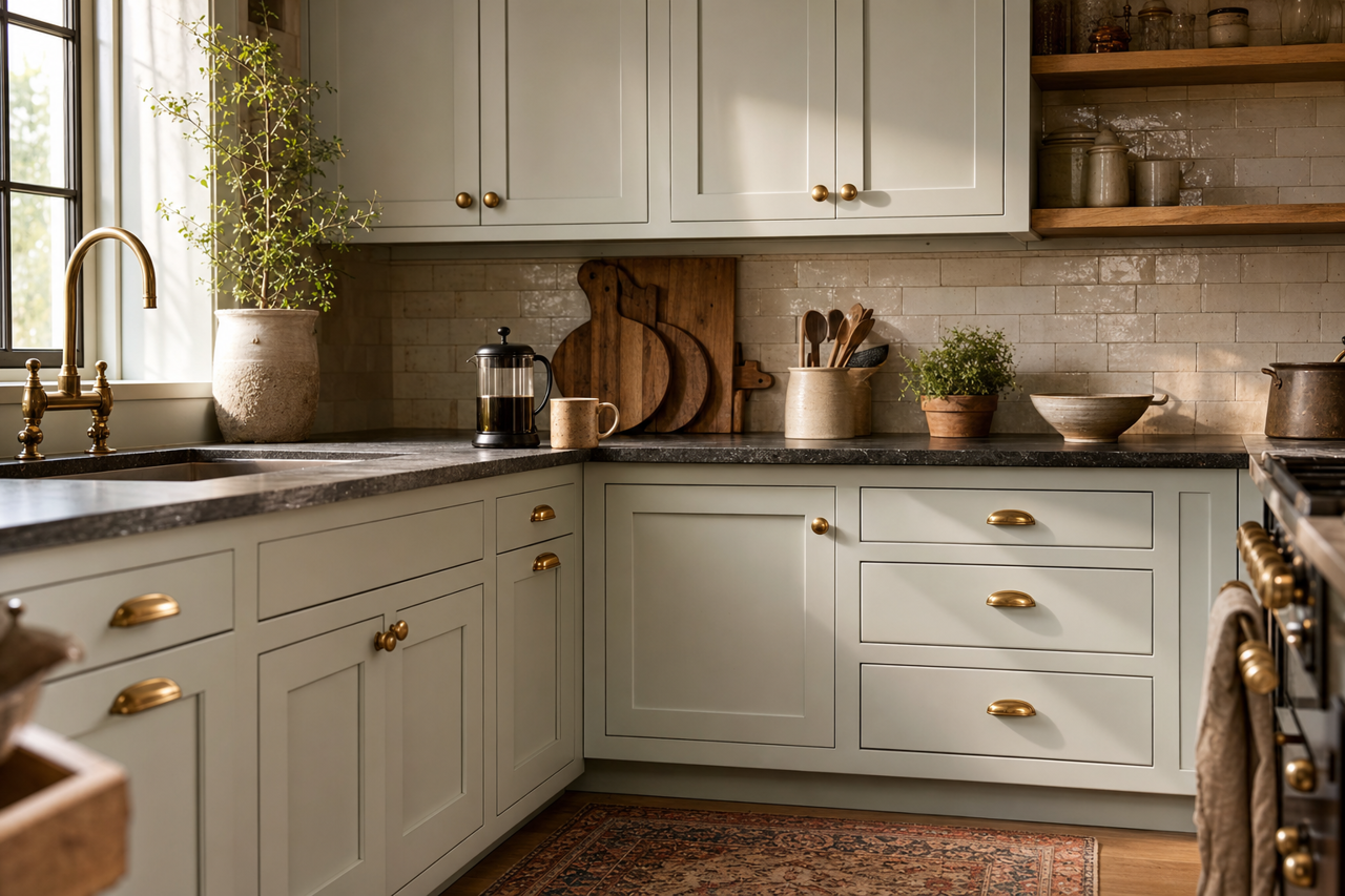Smoky by Benjamin Moore on cabinets