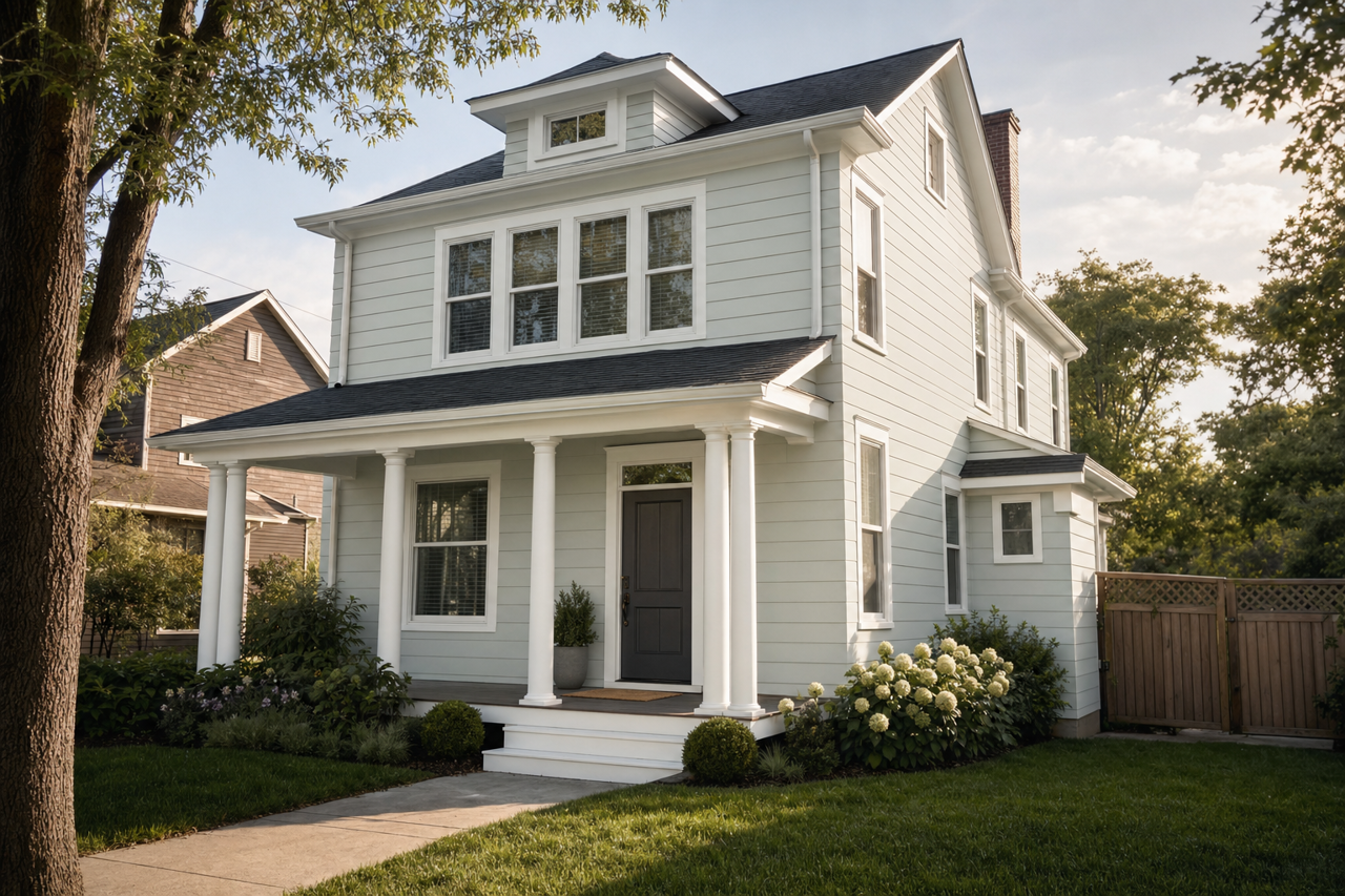 Smoky by Benjamin Moore on exterior