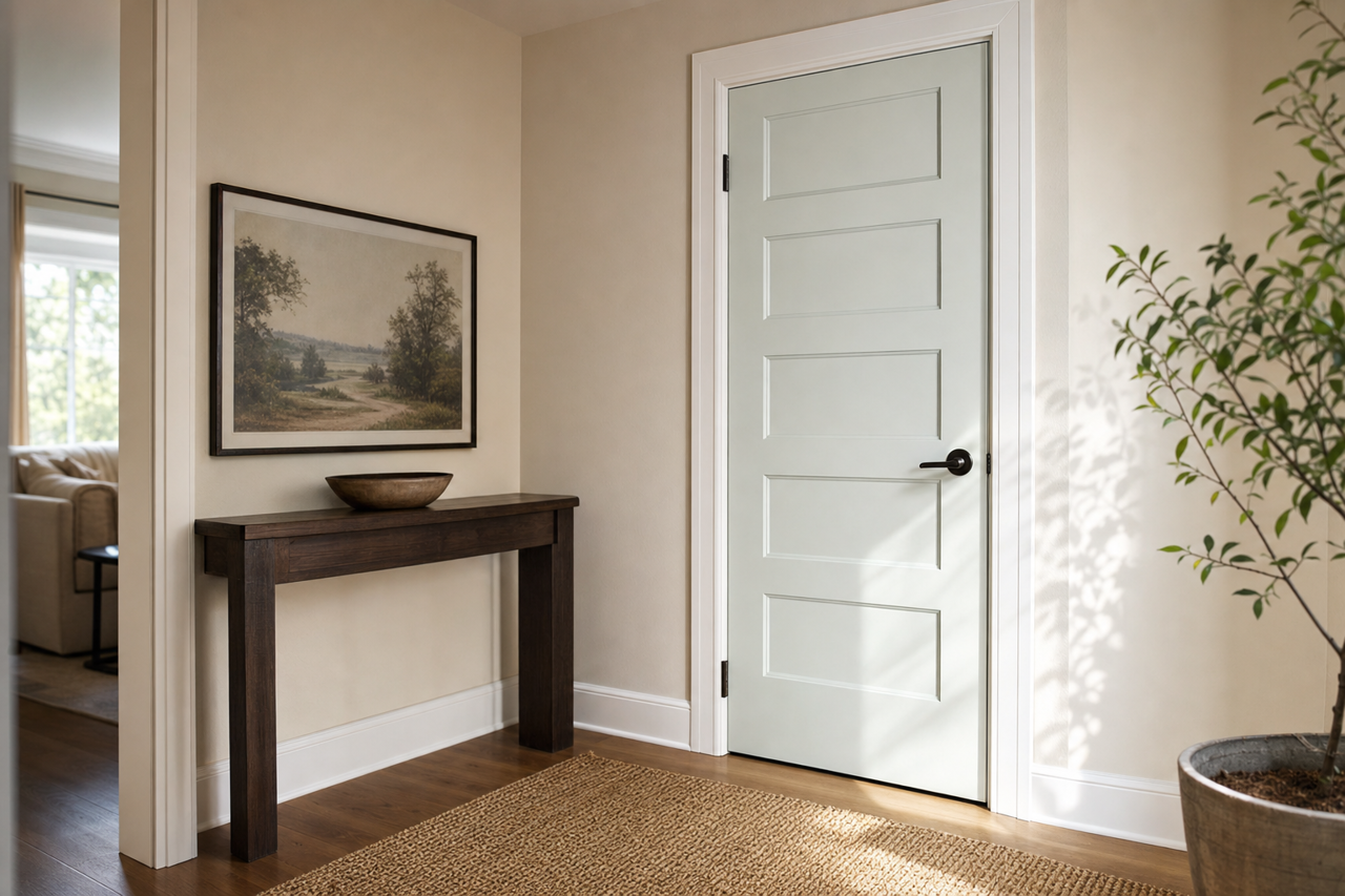 Smoky by Benjamin Moore on interior-doors