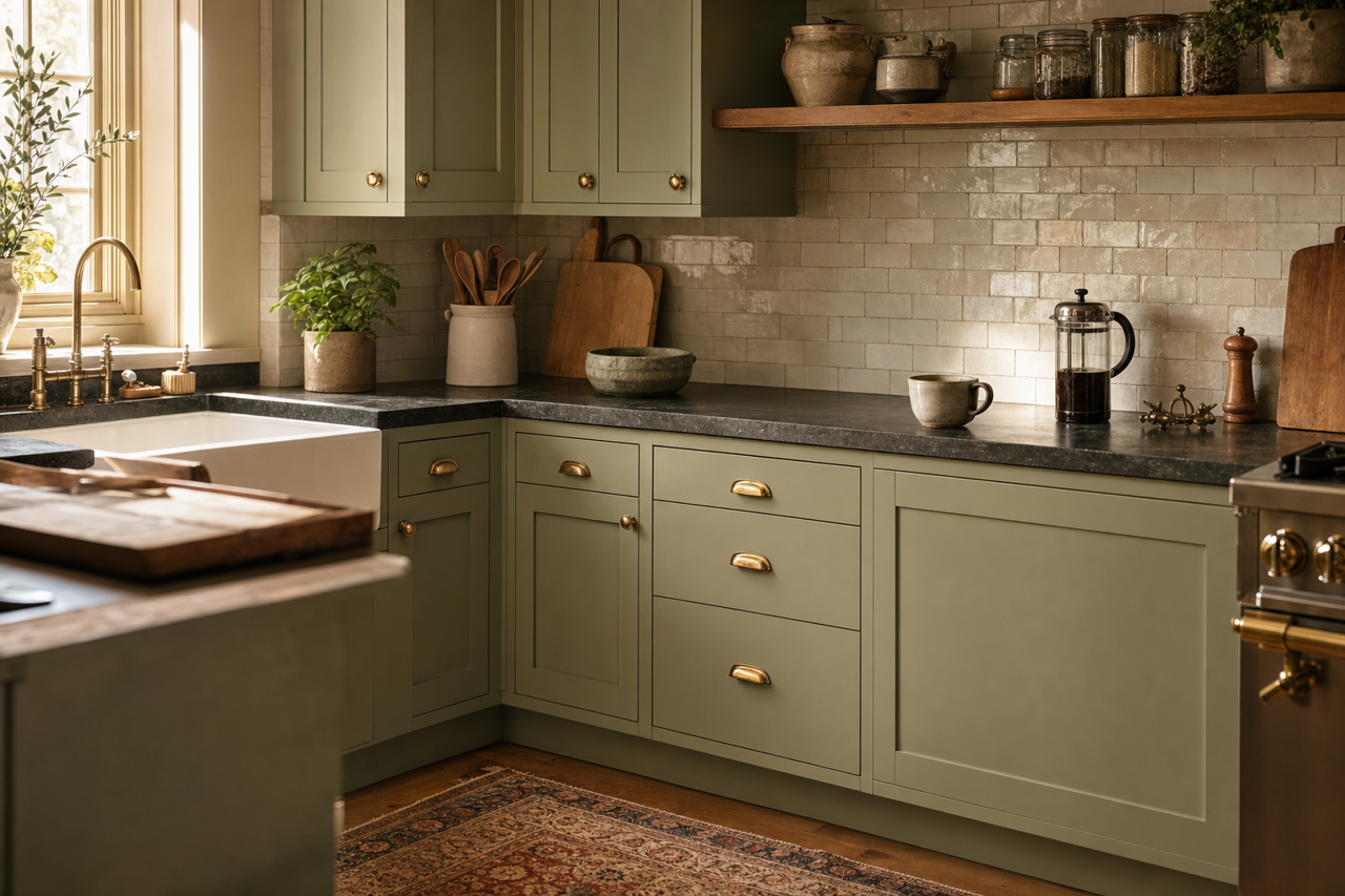 Homestead by Benjamin Moore on cabinets