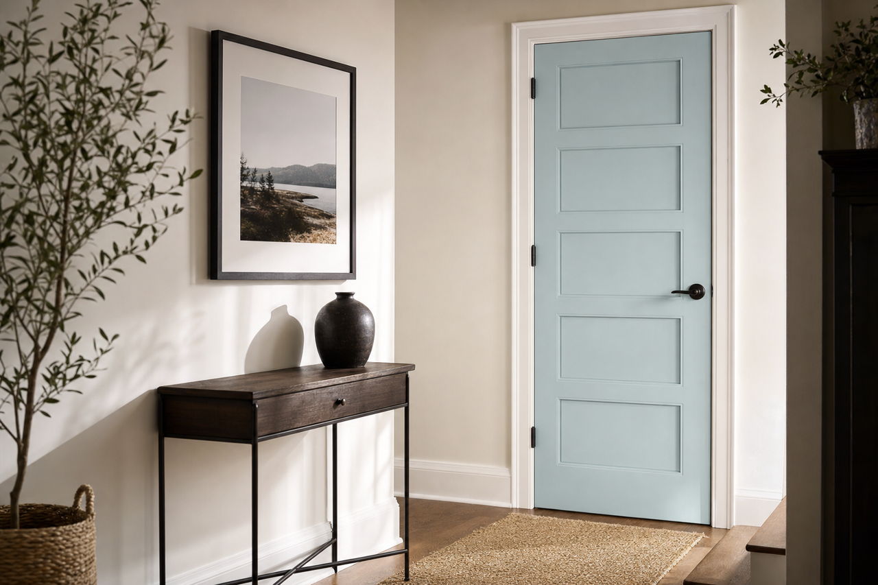 Blue by Benjamin Moore on interior-doors
