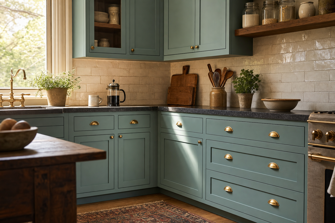 Avalon by Benjamin Moore on cabinets
