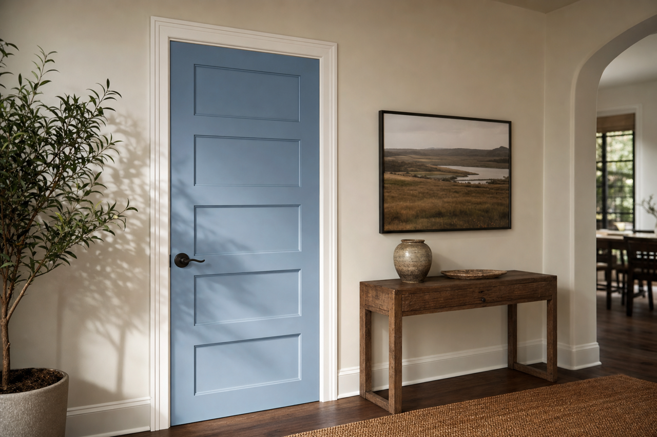Denim by Benjamin Moore on interior-doors