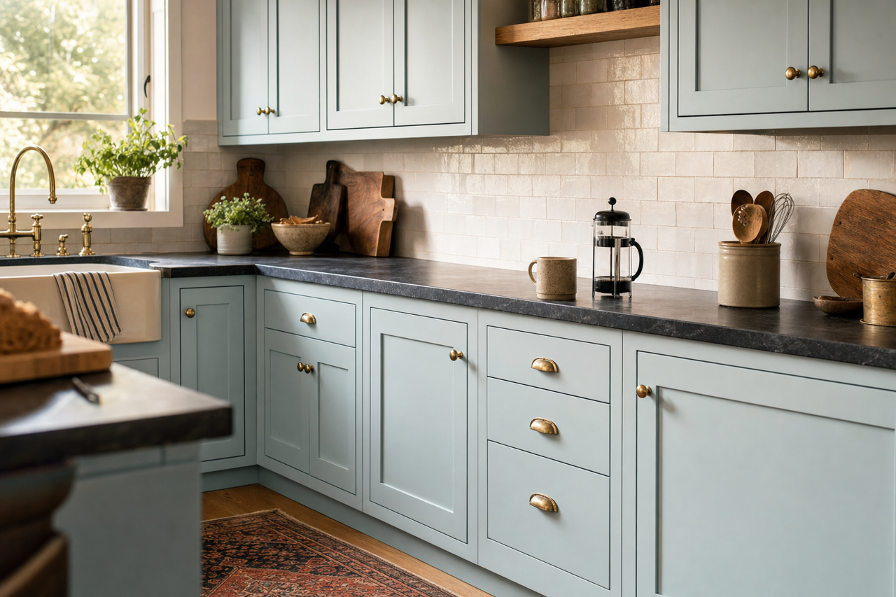 Polar by Benjamin Moore on cabinets