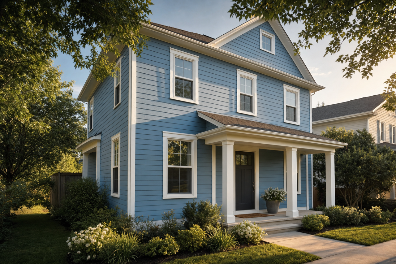 Blue by Benjamin Moore on exterior
